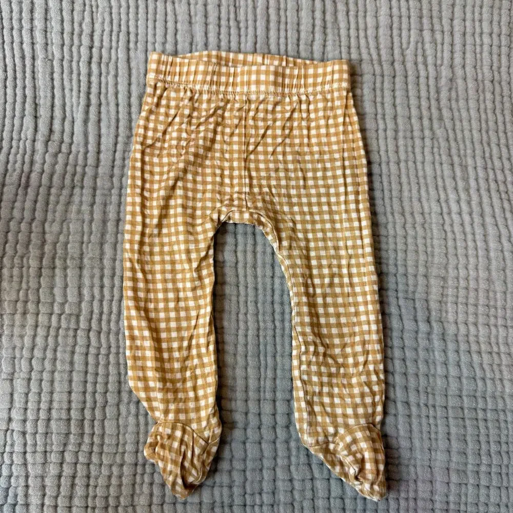 Forever French Bamboo Baby Outfit Set 3-6 Months Boy Footie Pants Gingham Check